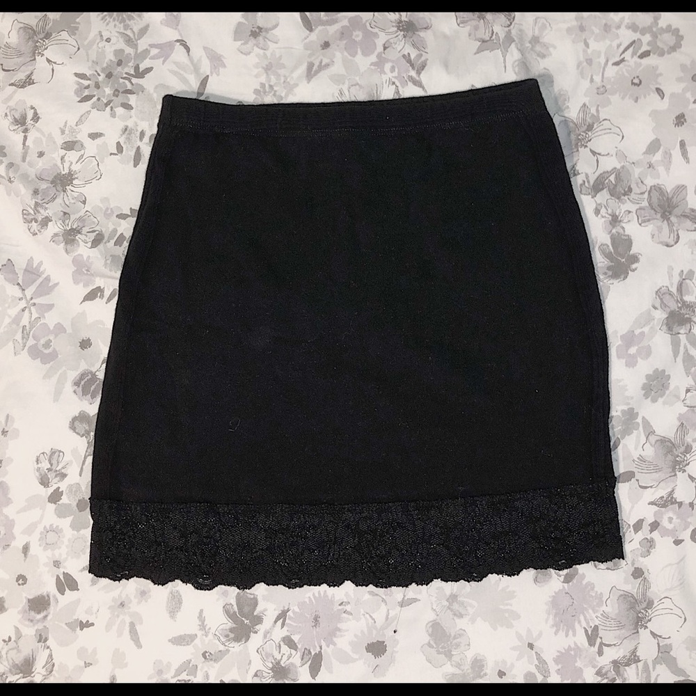 Brandy Melville black lace trim miniskirt
